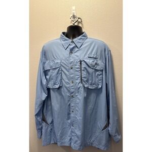 Natural Gear Men's 2XL Blue Fishing Shirt Button-Up, Vented, Long Sleeve Pockets